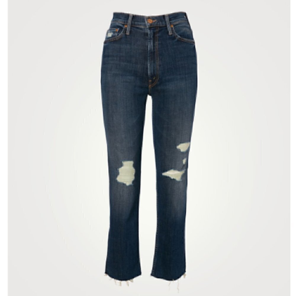 MOTHER High Waisted Rider Ankle Fray Distressed Cropped Skinny Jeans - 28"